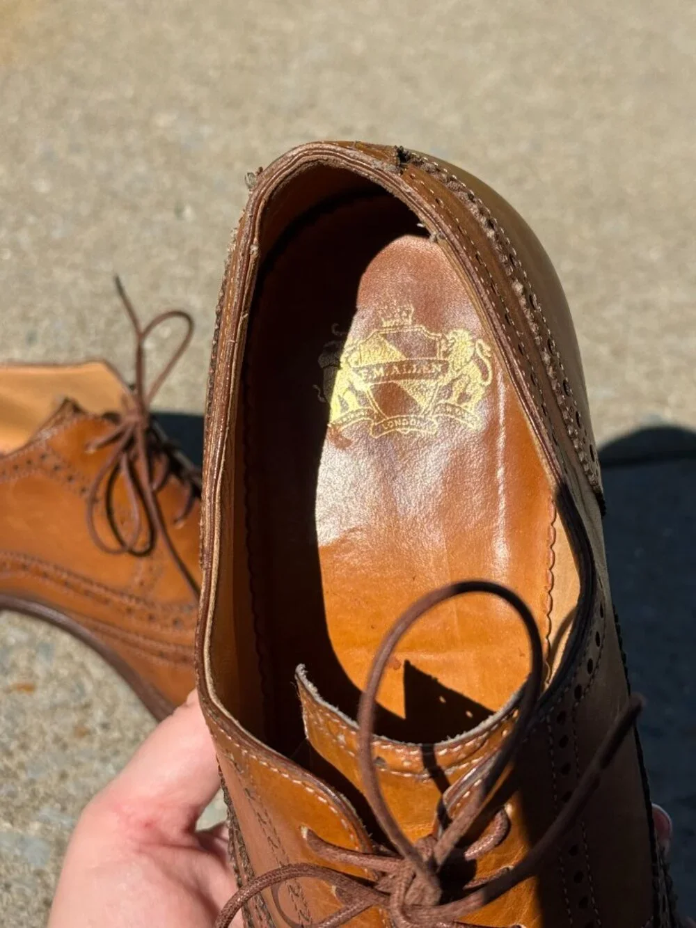 E.M. Allen Mens 10 Italian Leather Wingtip Brogue Oxfords Old Money 4097